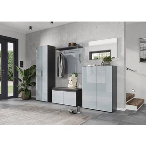 Garderobenbank 97 x 47 x 40cm Grau/Silbergrau/Graphit