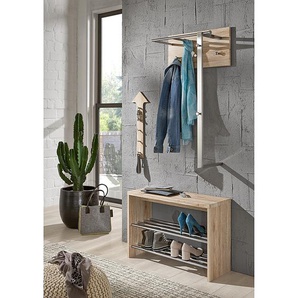Garderobenbank Martin II 81 x 55 x 30cm Silber/Beige/Eiche Sanremo Dekor