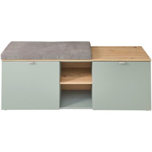 Xxxl Garderobenbank Bari, Salbeigrün, Eiche Artisan, Metall, 1,5-Sitzer, Füllung: Schaumstoff, 128x50x38 cm, Typenauswahl, Garderobe, Garderobenbänke,
