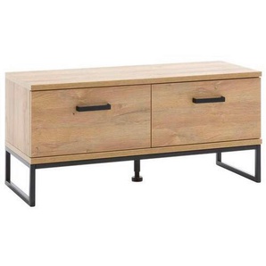 Garderobenbank, Schwarz, Eiche, Metall, 1-Sitzer, 101x46x38 cm, Garderobe, Garderobenbänke, Garderobenbänke