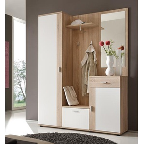 Garderobenkombination Belga 4-teilig 145 x 188 x 30cm Weiß/Beige