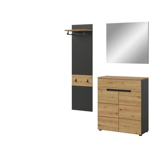 Garderobenkombination 3-teilig  Canu ¦ grau ¦ Maße (cm): B: 140 H: 190