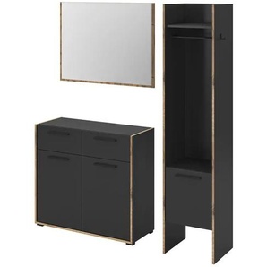 Garderobenkombination 3-teilig Bueno ¦ grau ¦ Maße (cm): B: 152 H: 189