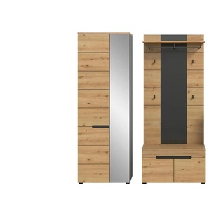 Garderobenkombination 2-teilig  Canu ¦ grau ¦ Maße (cm): B: 160 H: 190