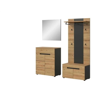 Garderobenkombination 3-teilig  Canu ¦ grau ¦ Maße (cm): B: 175 H: 190