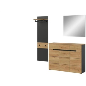 Garderobenkombination 3-teilig  Canu ¦ grau ¦ Maße (cm): B: 180 H: 190