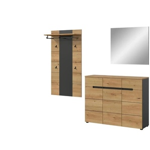 Garderobenkombination 3-teilig  Canu ¦ grau ¦ Maße (cm): B: 215 H: 190