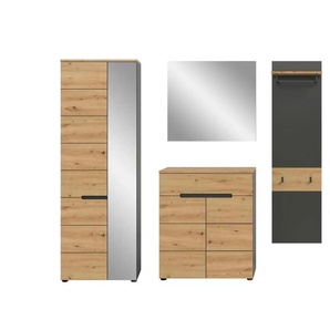 Garderobenkombination 4-teilig  Canu ¦ grau ¦ Maße (cm): B: 220 H: 190