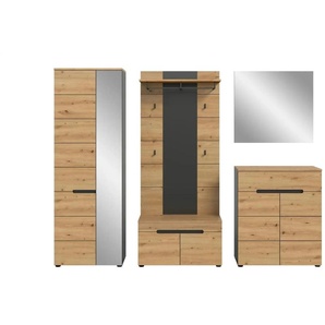 Garderobenkombination 4-teilig  Canu ¦ grau ¦ Maße (cm): B: 255 H: 190