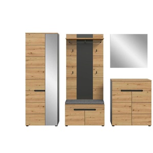 Garderobenkombination 4-teilig  Canu ¦ grau ¦ Maße (cm): B: 255 H: 190