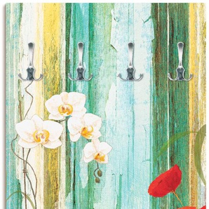 Garderobenleiste ARTLAND Bunte Blumen Garderobenhalter Gr. B/H/T: 60 cm x 120 cm x 2,8 cm, bunt Haken teilmontiert