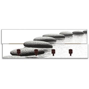 Garderobenleiste ARTLAND Ein Kiesel auf einem Hintergrund Garderobenhalter Gr. B/H/T: 90 cm x 30 cm x 2,8 cm, schwarz Haken teilmontiert