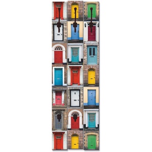 Garderobenleiste ARTLAND Fotocollage von 32 bunten Haustüren Garderobenhalter Gr. B/H/T: 45 cm x 140 cm x 2,8 cm, bunt Haken teilmontiert