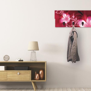 Garderobenleiste ARTLAND Girlande aus Blumen Garderobenhalter Gr. B/H/T: 90 cm x 30 cm x 2,8 cm, rot Haken teilmontiert