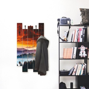 Garderobenleiste ARTLAND Majestätischer Sonnenuntergang Garderobenhalter Gr. B/H/T: 63 cm x 114 cm x 2,8 cm, orange Haken teilmontiert