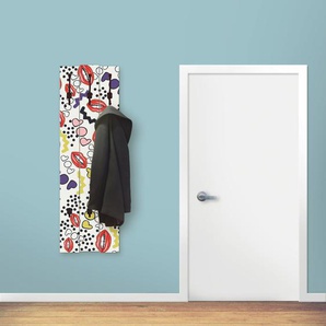 Garderobenleiste ARTLAND Mund mit Pop-Art Garderobenhalter Gr. B/H/T: 45 cm x 140 cm x 2,8 cm, weiß Haken teilmontiert