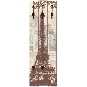 Garderobenleiste ARTLAND Paris Collage Garderobenhalter Gr. B/H/T: 45 cm x 140 cm x 2,8 cm, beige (naturfarben) Haken teilmontiert