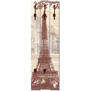Garderobenleiste ARTLAND Paris Collage Garderobenhalter Gr. B/H/T: 45 cm x 140 cm x 2,8 cm, beige (naturfarben) Haken teilmontiert