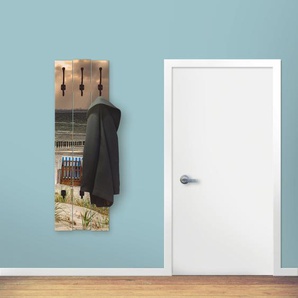 Garderobenleiste ARTLAND Schwarzer Busch Strand auf Insel Poel Garderobenhalter Gr. B/H/T: 45 cm x 140 cm x 2,8 cm, beige (naturfarben) Haken teilmontiert