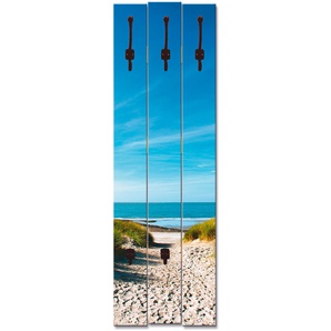 Garderobenleiste ARTLAND Strand mit Sanddünen und Weg zur See Garderobenhalter Gr. B/H/T: 45 cm x 140 cm x 2,8 cm, beige (naturfarben) Haken