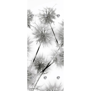 Garderobenleiste QUEENCE Blüte Garderobenhalter Gr. B/H/T: 50 cm x 120 cm x 10 cm, grau Haken