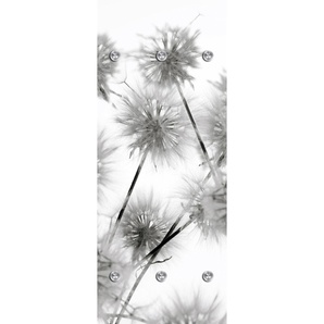 Garderobenleiste QUEENCE Blüte Garderobenhalter Gr. B/H/T: 50 cm x 120 cm x 10 cm, grau Haken mit 6 Haken, 50 x 120 cm