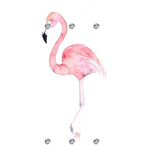 Garderobenleiste QUEENCE Flamingo Garderobenhalter Gr. B/H/T: 50 cm x 120 cm x 10 cm, bunt Haken mit 6 Haken, 50 x 120 cm