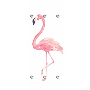 Garderobenleiste QUEENCE Flamingo Garderobenhalter Gr. B/H/T: 50 cm x 120 cm x 10 cm, rosa (rosa, weiß) Haken mit 6 Haken, 50 x 120 cm