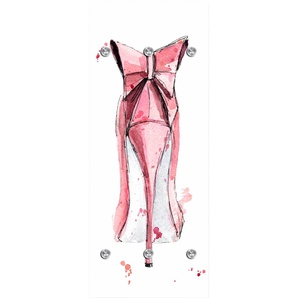 Garderobenleiste QUEENCE High Heel von hinten Garderobenhalter Gr. B/H/T: 50 cm x 120 cm x 10 cm, rosa (rosa, weiß) Haken