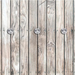 Garderobenleiste QUEENCE Holzwand Garderobenhalter Gr. B/H/T: 50 cm x 120 cm x 10 cm, beige (natur) Haken mit 6 Haken, 50 x 120 cm
