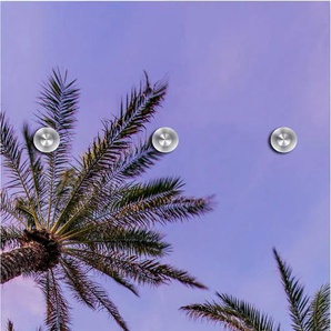 Garderobenleiste QUEENCE Palmen und Himmel Garderobenhalter Gr. B/H/T: 50 cm x 120 cm x 10 cm, bunt (blau, dunkelgrün) Haken