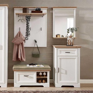Garderobenmöbel Set in Weiß und Eichefarben Landhaus Design (vierteilig)