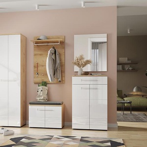 Garderobenpaneel Aledo 75 x 106 x 30cm Braun/Weiß