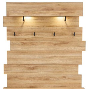 Garderobenpaneel Clyde, Eiche-Nachbildung, inkl. LED-Beleuchtung