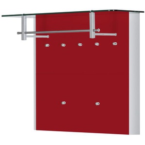 Garderobenpaneel - rot - Holzwerkstoff, Glas - 96 cm - 78 cm - 33 cm | Möbel Kraft