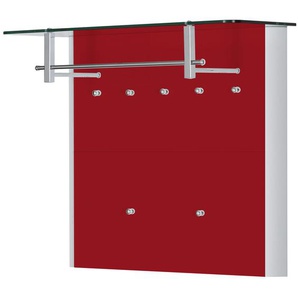 Garderobenpaneel  Juno ¦ rot ¦ Holzwerkstoff,Glas ¦ Maße (cm): B: 96 H: 78 T: 33.0
