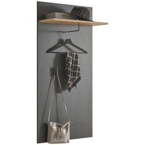 Garderobenpaneel, Schwarz, Eiche Artisan, 64x130x28 cm, Hutablage, Kleiderstange, Garderobe, Garderobenpaneele, Garderobenpaneele