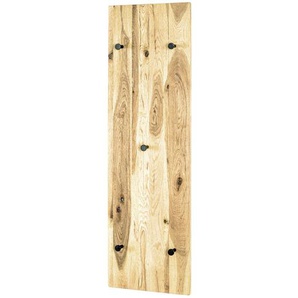 Garderobenpaneel, Schwarz, Eiche, Holz, Metall, Eiche, massiv, 30x100x6 cm, Holzmöbel, Garderoben Holz, Garderobenpaneele Holz