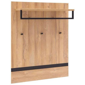 Garderobenpaneel, Schwarz, Eiche, Metall, 90x113x28 cm, Hutablage, Kleiderstange, Garderobe, Garderobenpaneele, Garderobenpaneele