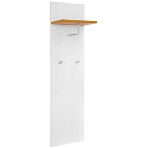 Garderobenpaneel, Weiß, Eiche, 40x149x25 cm, Hutablage, Kleiderstange, Garderobe, Garderobenpaneele, Garderobenpaneele