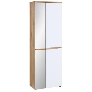Garderobenschrank Clyde, Eiche-Nachbildung/weiß, inkl. Kleiderstange