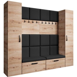 Garderobenschrank mit gepolsterten Paneelen MARGARET XL Eiche Artisan Jasmine 90