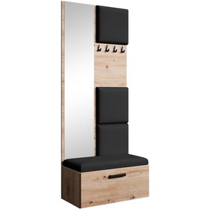 Garderobenschrank mit gepolsterten Paneelen und Spiegel MARGARET Schwarz Jasmine 21