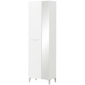 Garderobenschrank mit Spiegeltür - weiß - Materialmix - 58 cm - 195 cm - 35 cm | Möbel Kraft