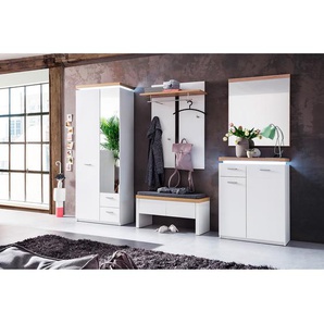 Garderobenschrank 75 x 201 x 38cm Braun/Weiß