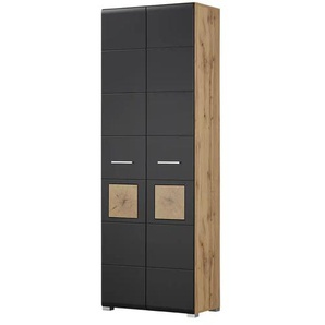 Garderobenschrank - schwarz - Materialmix - 70 cm - 203 cm - cm 40,0 | Möbel Kraft