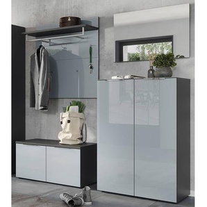 Garderobenset 4-teilig 190 x 200 x 40cm Grau/Silbergrau/Graphit