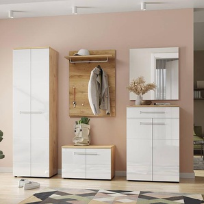 Garderobenset Aledo 5-teilig 240 x 198 x 41cm Weiß