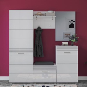 Garderobenset 5-teilig Kombi B 170 x 190 x 37cm Weiß