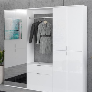 Garderobenset 5-teilig Kombi A 183cm Weiß/Weiß